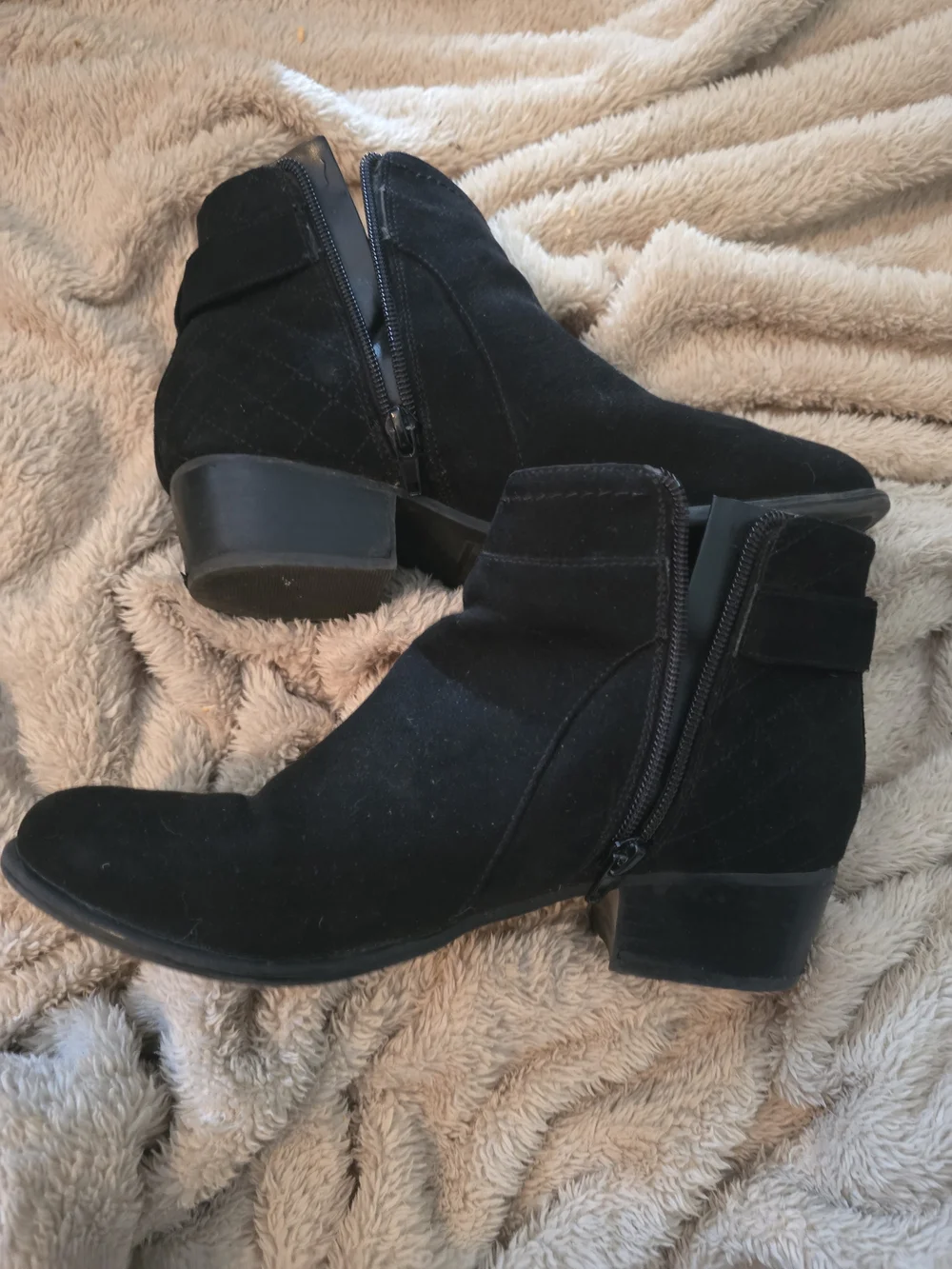 Unisa Classic Black Suede Ankle Boots with Buckle